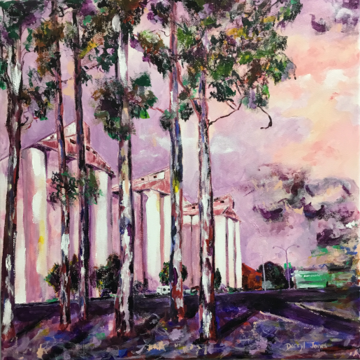 Kingaroy Peanut Silos - Landscape painting for sale at Shop 38